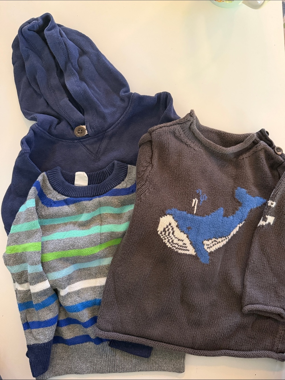 GAP Kids Navy Hoodie and Whale Sweater Set - Blue/Grey